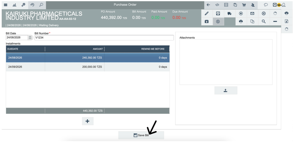 Two installments example