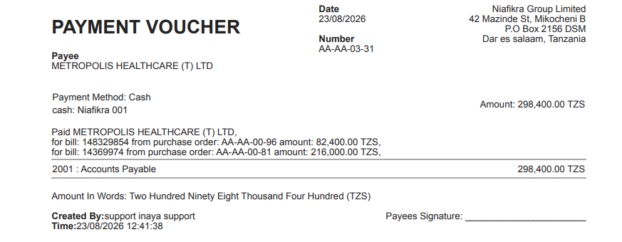 Sample Payment Voucher