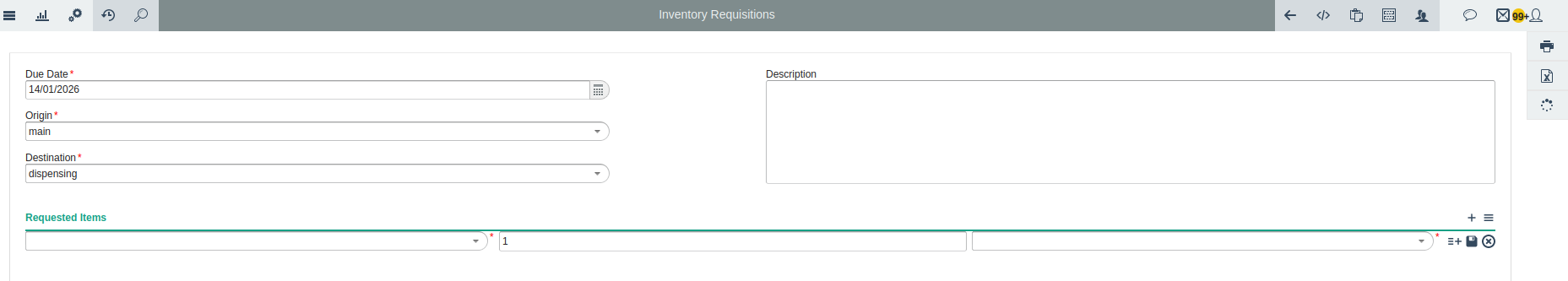 Add inventory requisition