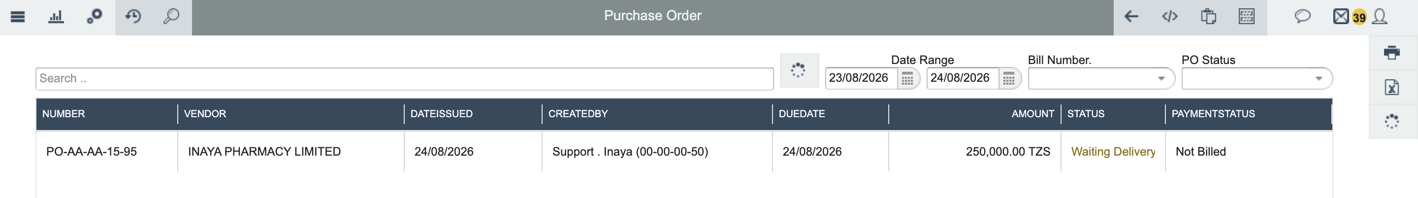Approval po waiting for delivery