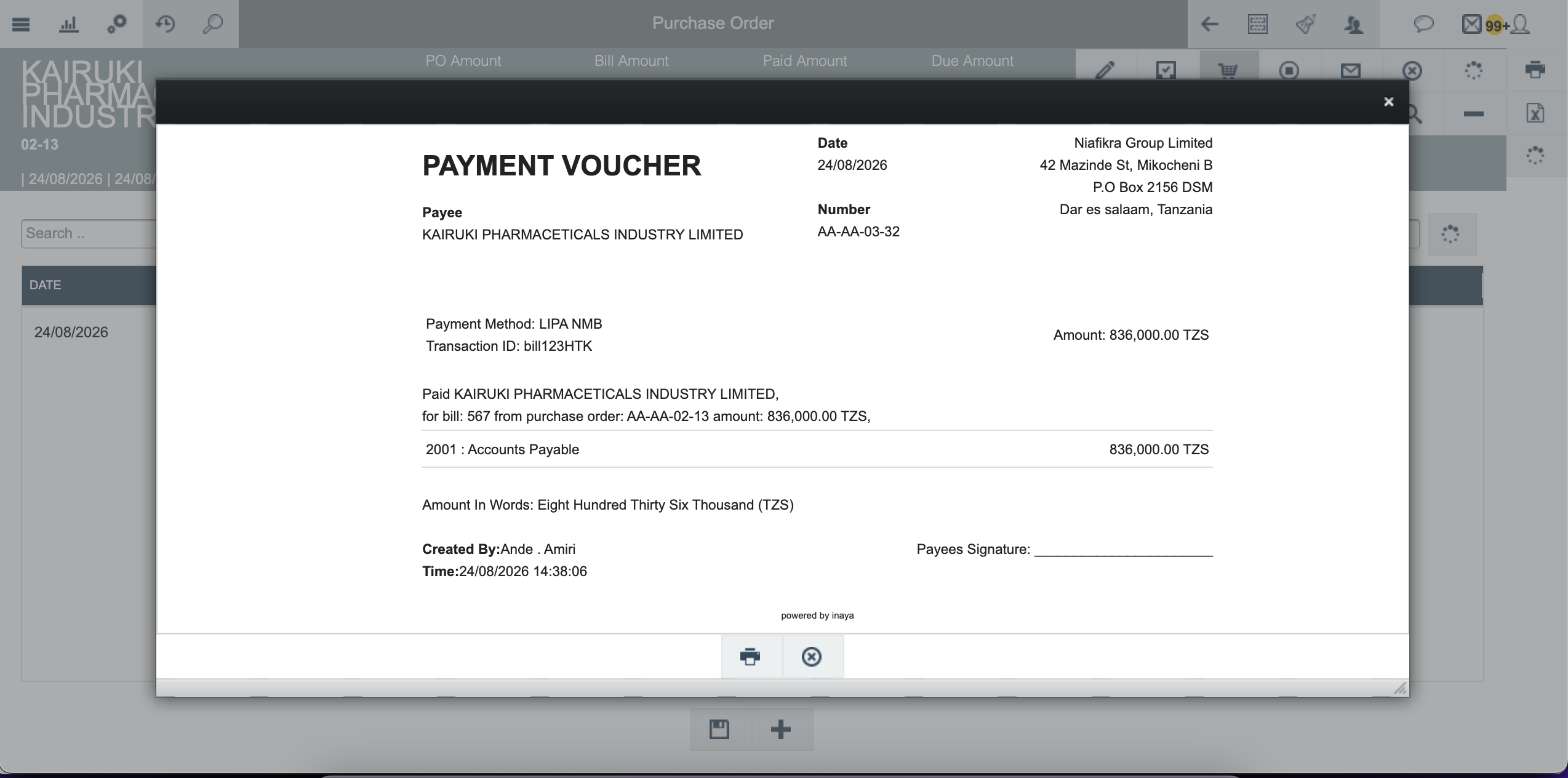 Complete Payment Voucher