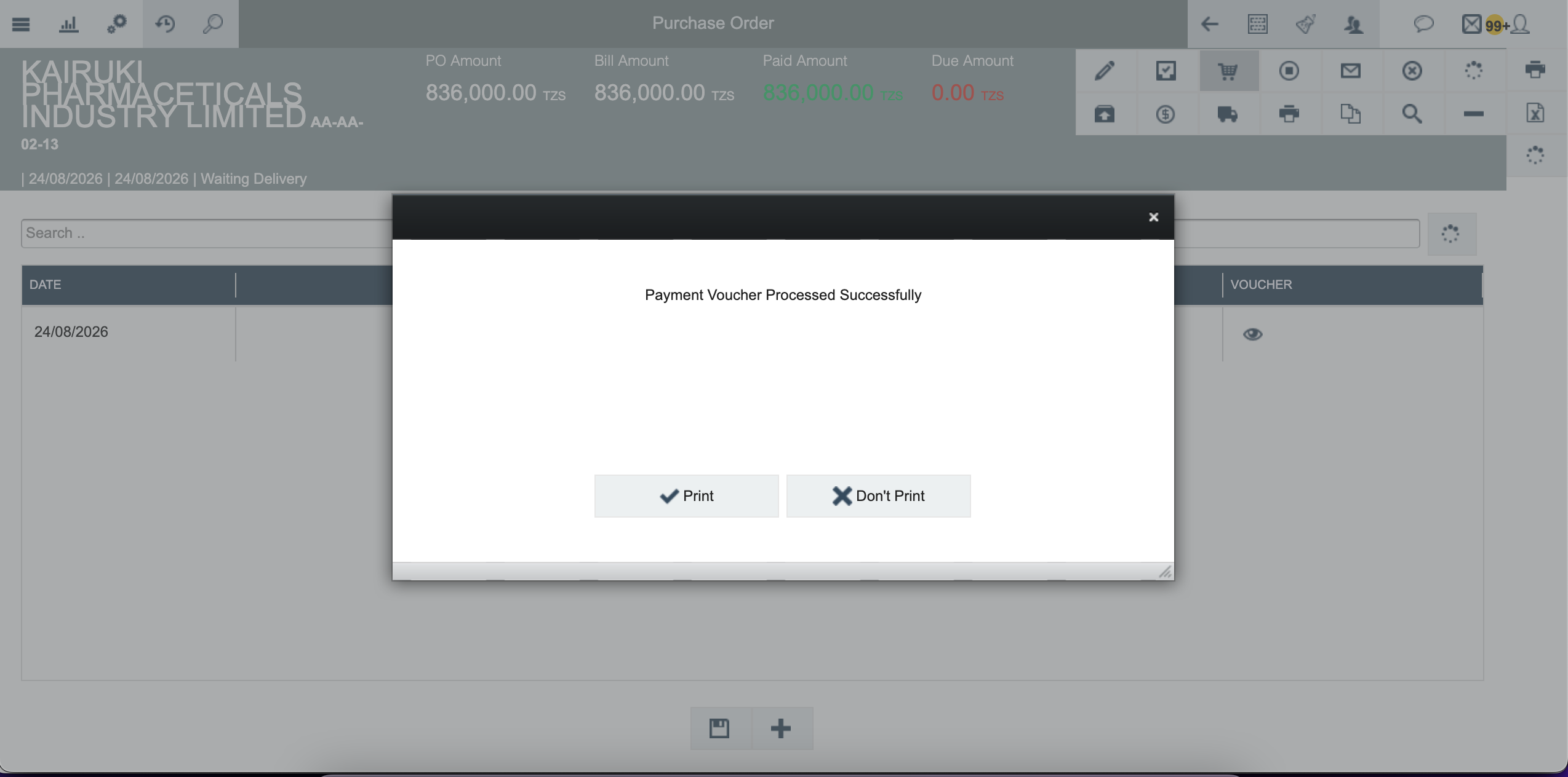 Payment successful confirmation