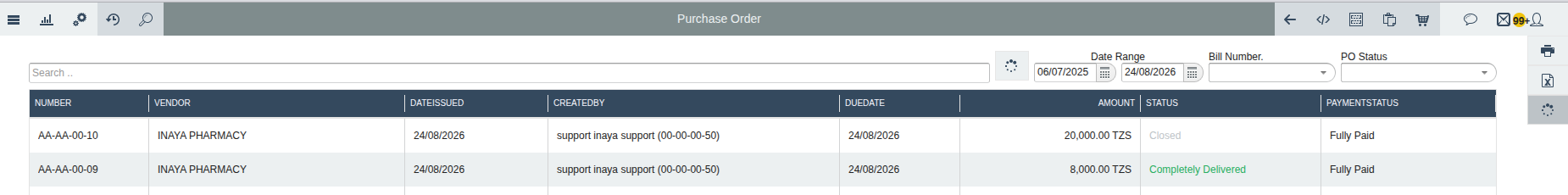 Closed po status
