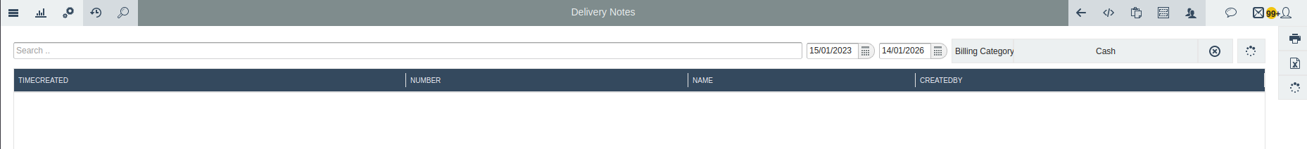 Delivery notes reports