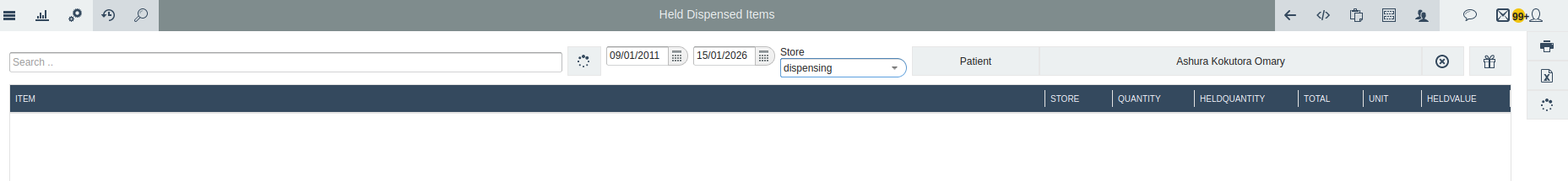 Held dispensed report Held dispensed report