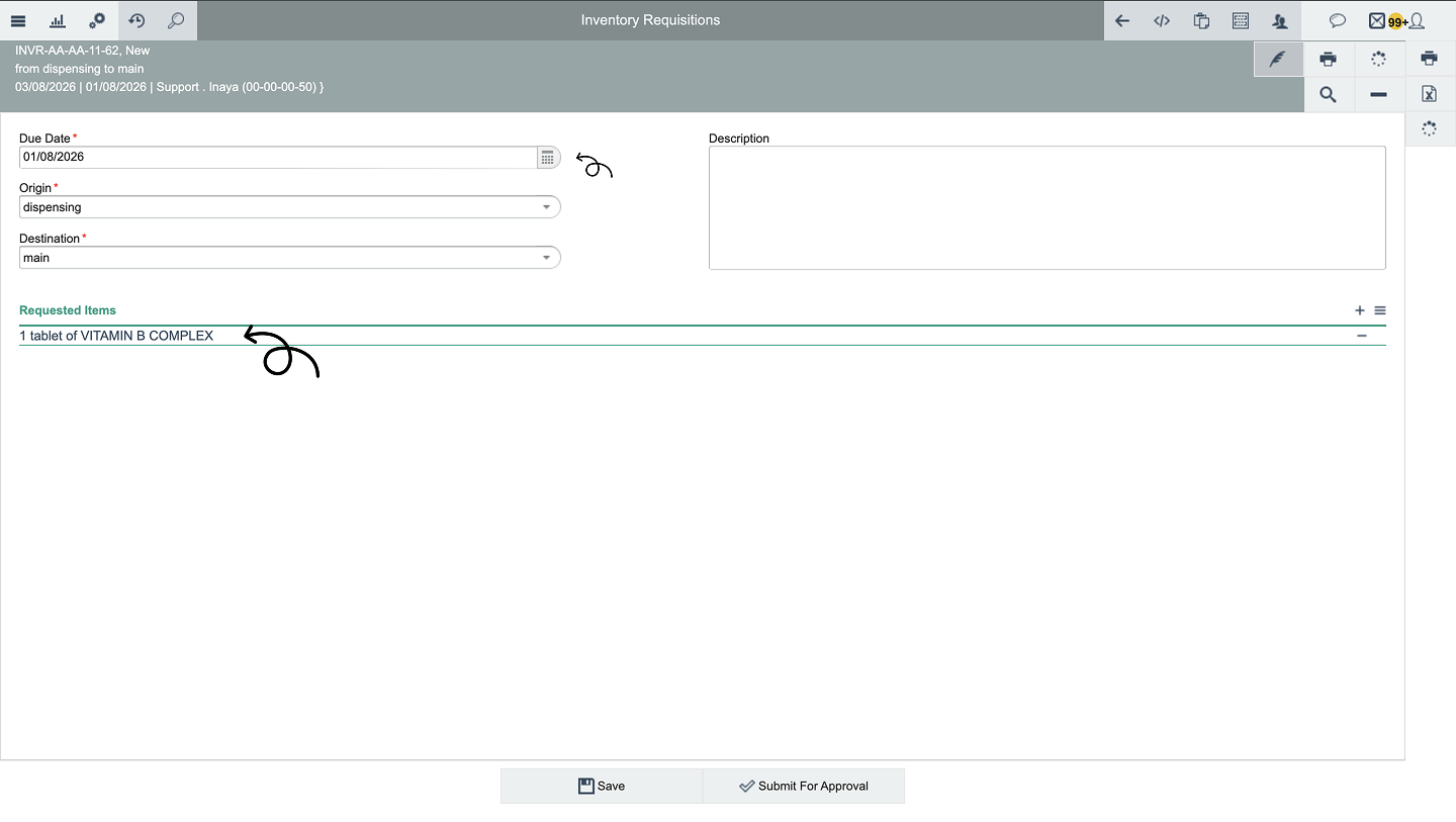 Inventory requisition add item