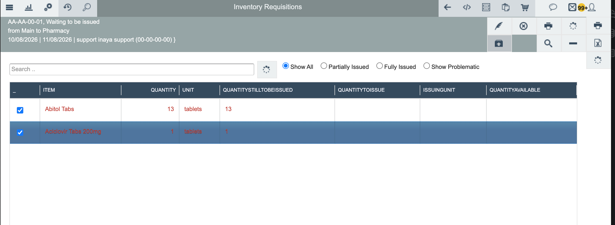 Out of stock error when issuing items