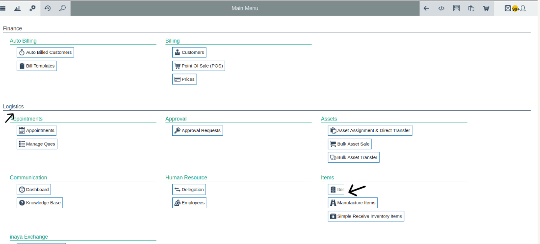 Select Items under Logistics Select Items under Logistics