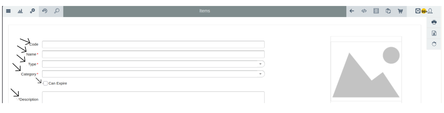 Enter item registration details