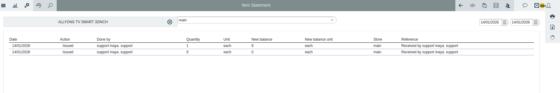 Item statement report