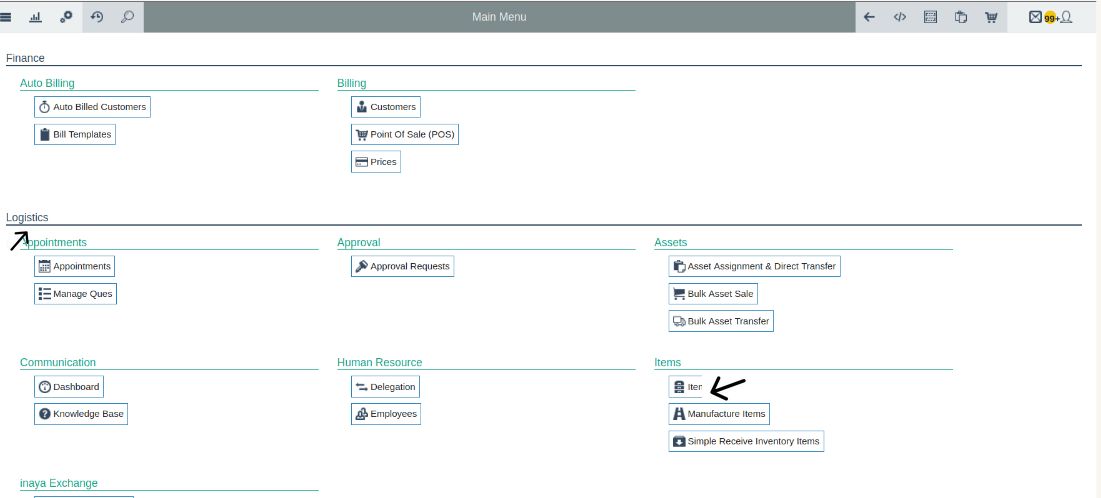 Select Items under Logistics