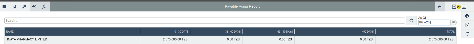 Payable aging