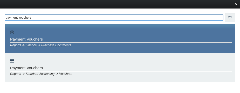Payment vouchers search