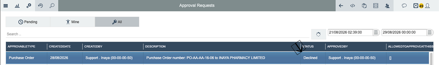 Po approval rejected