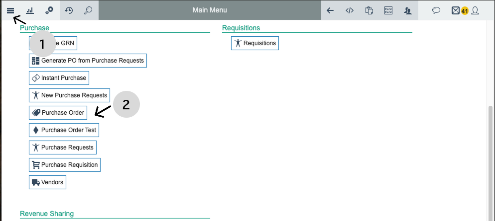 Po navigate main menu po