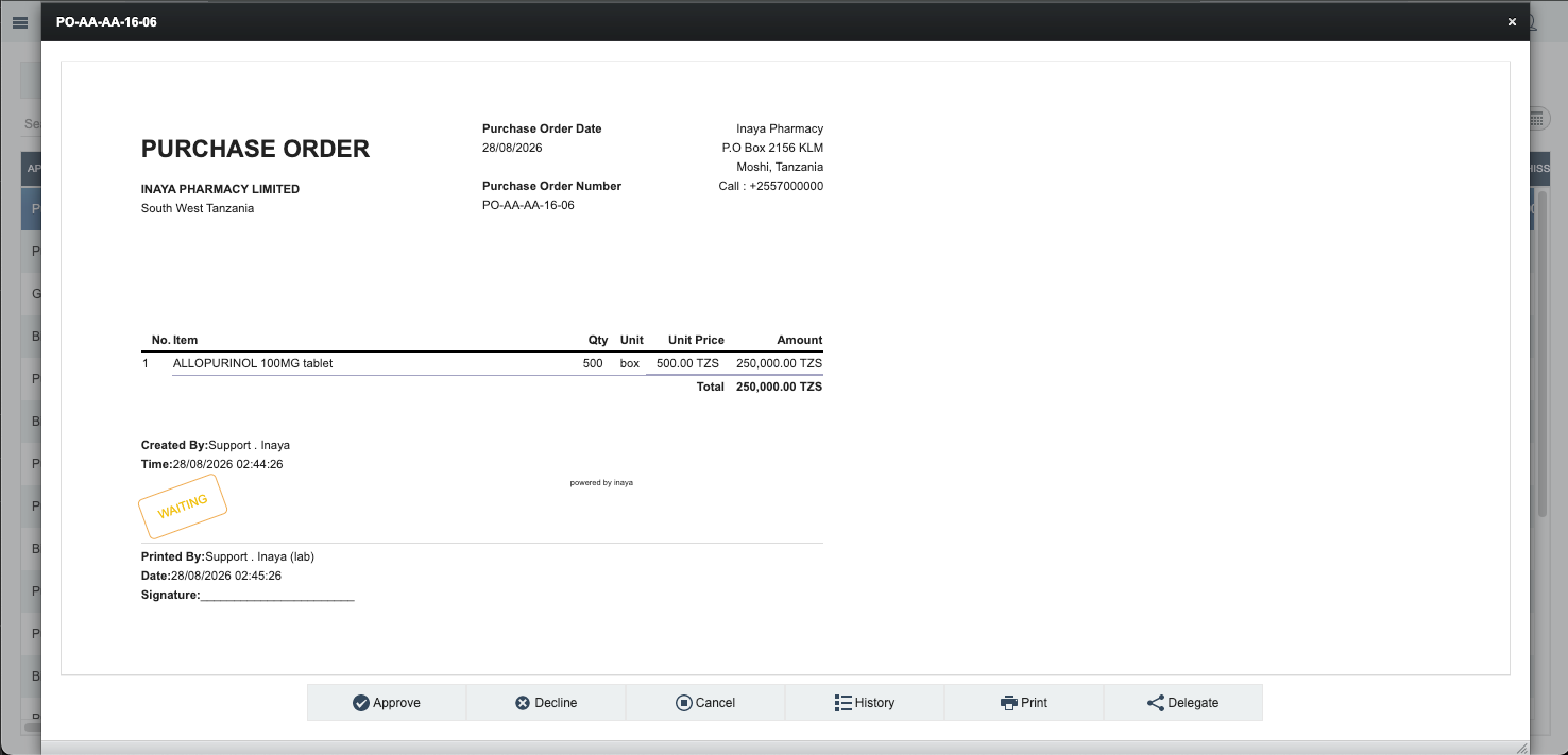 Po review approval detail