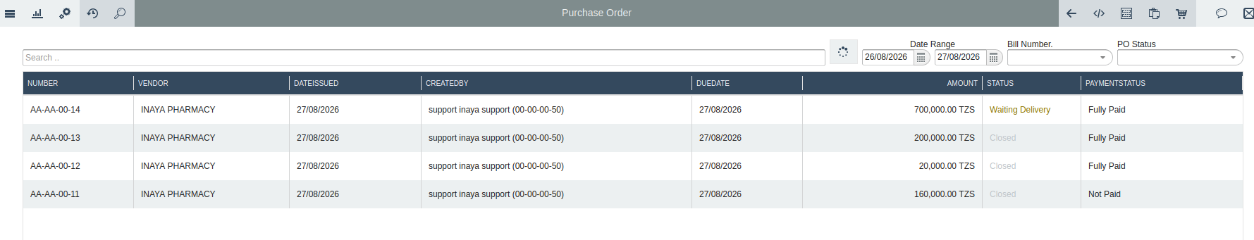 Po status b4 close