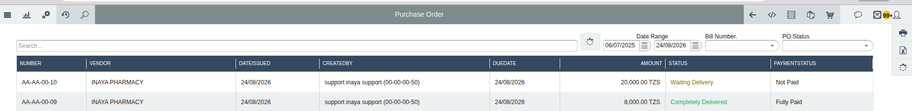 Po waiting delivery