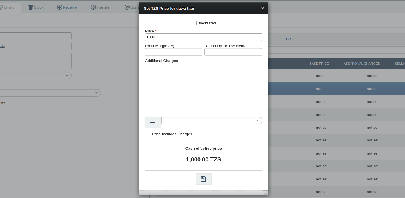 Save the configured item price