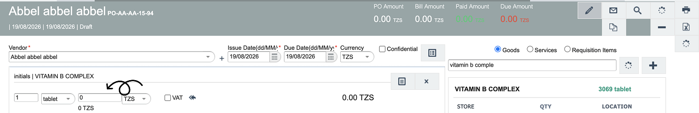 Procurement edit duplicate po