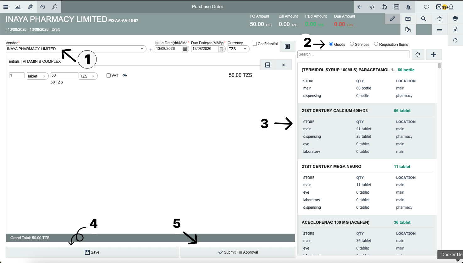 Procurement purchase order
