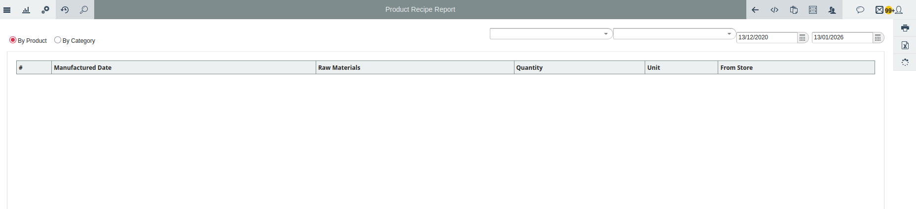 Product recipe