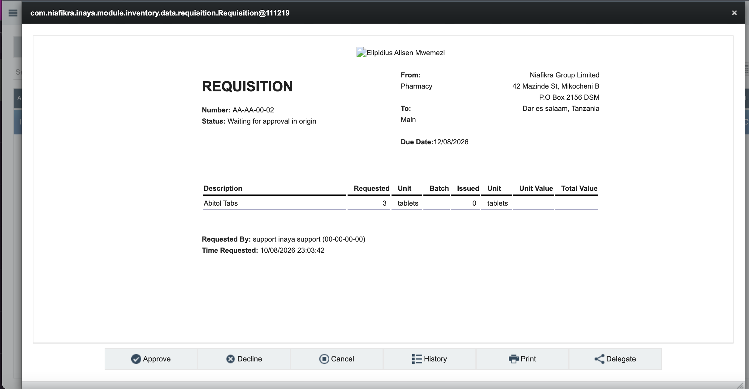Approve the requisition