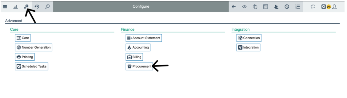 Configure Advanced Finance Procurement navigation