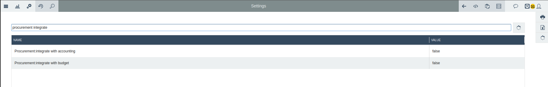 Search procurement accounting integration