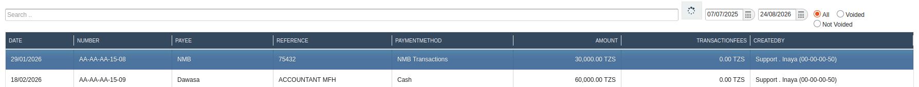 Select payment voucher