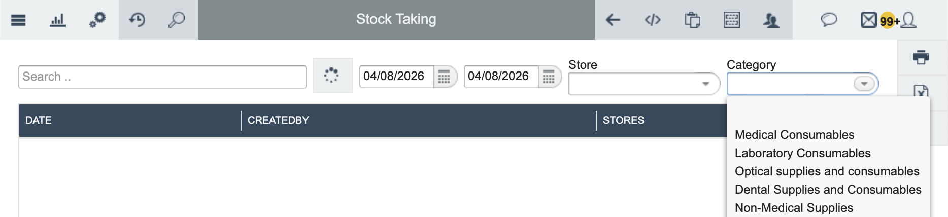 Stock taking category 2