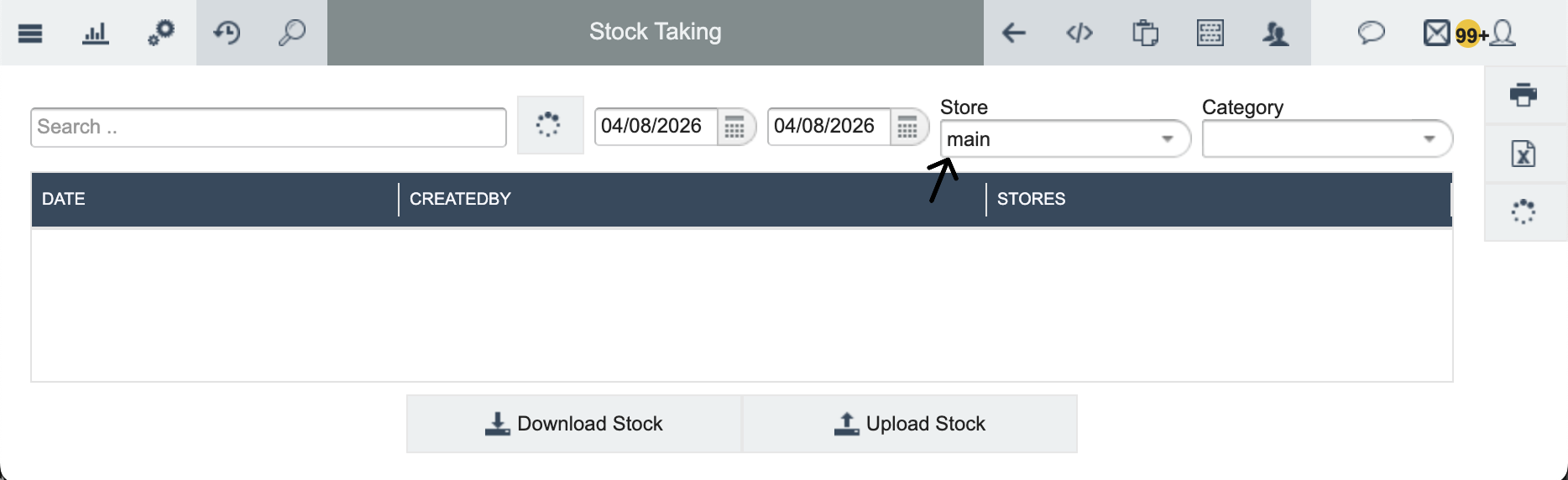 Stock taking store